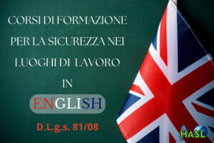 bandiera inglese con descrizione di corsi in inglese